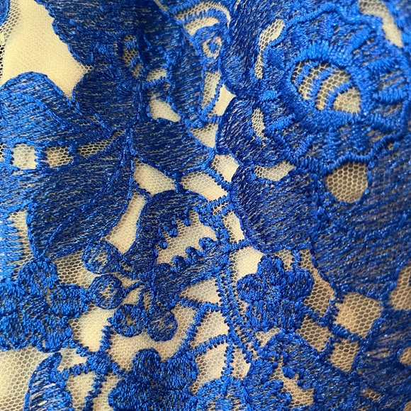 Stenay Cobalt Blue and Tan Evening Gown - Picture 5 of 9